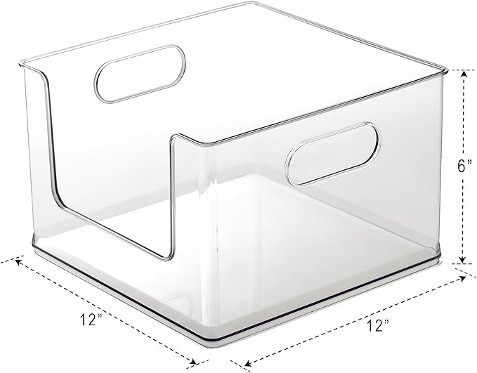 BINO | Stackable Plastic Storage Bins, Open-Front - Clear | THE CLARUS COLLECTION | Pantry Organizers and Storage Containers | Fridge Organizer Bins | Kitchen Cabinet Organizer | Medicine Cabinet Bin