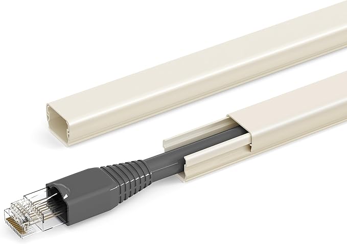 Cord Hider for One Wire, 102in Cable Hider Concealer, Paintable Wall Wire Covers, PVC Cable Management Raceway for A Thick Extension Cord, W0.59 H0.4in, Beige