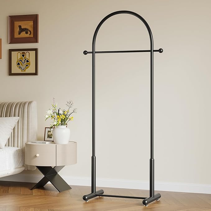 Modern Black Arch Clothing Rack – Freestanding Garment Rack for Hanging Clothes,Heavy Duty Coat Rack,Metal Small Clothes Rack for Bedroom,Closet or Boutique Display