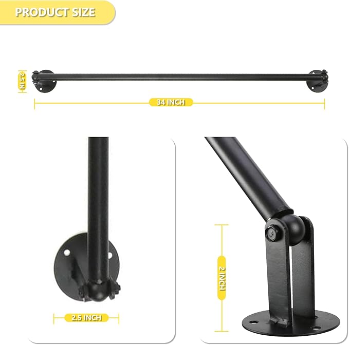 2 Pack 34 Inch Corner Garment Rod, Wardrobe Assistant Corner Angle Adjustable Wall Mounted Clothes Rack for Organizing and Displaying Everyday Attire or Seasonal Clothing