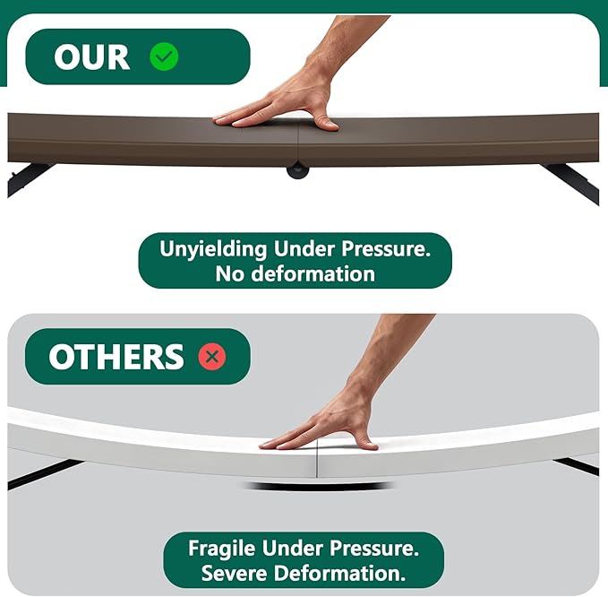 Folding Table 4FT Heavy Duty Plastic Table with Handle, Foldable&Portable, Fold-in-Half Utility Tables for Outdoor, Dining, Wedding, Events, Indoor, Picnic, Camping, Party, Brown
