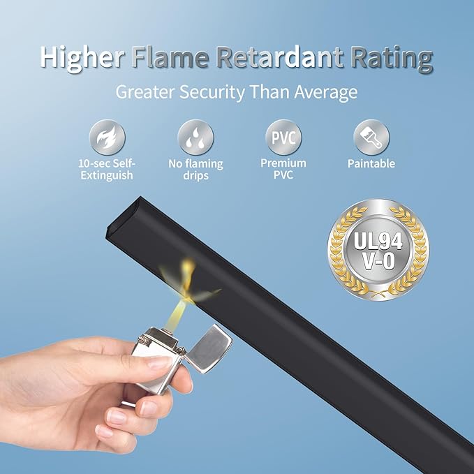 Cord Hider Kit, 70.8in Cord Covers for 2-3 Wires on Wall, Paintable Cable Hider Wire Covers for Cords on Wall, Self-Adhesive Cord Hider for Wall Mount Tv to Hide Cords, W0.94 H0.47in, Black