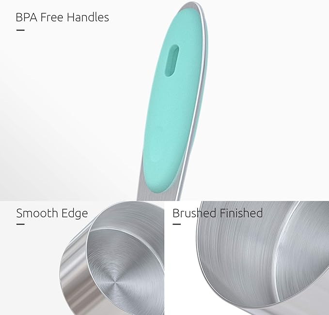 Measuring Cups : U-Taste 18/8 Stainless Steel Measuring Cups and Spoons Set of 10 Piece, Upgraded Thickness Handle(Aqua Sky)