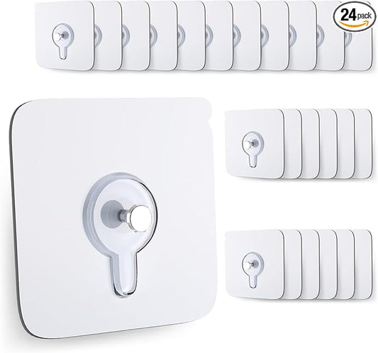 24PCS Picture Hangers,Wall Hangers Without Nails,Adhesive Hooks for Hanging,Wall Hooks,Waterproof and Rustproof to use Inside Kitchen(8mm)