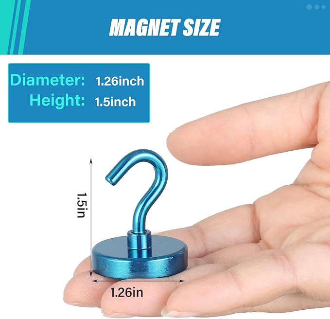 Neosmuk Magnetic Hooks, Heavy Duty 130lb+ Strong Magnet Hook for Cruise Cabins, Cruise Essentials 2026 for Hanging, Metal Wall Refrigerator Hangers (RoyalBlue, 10 Pack)