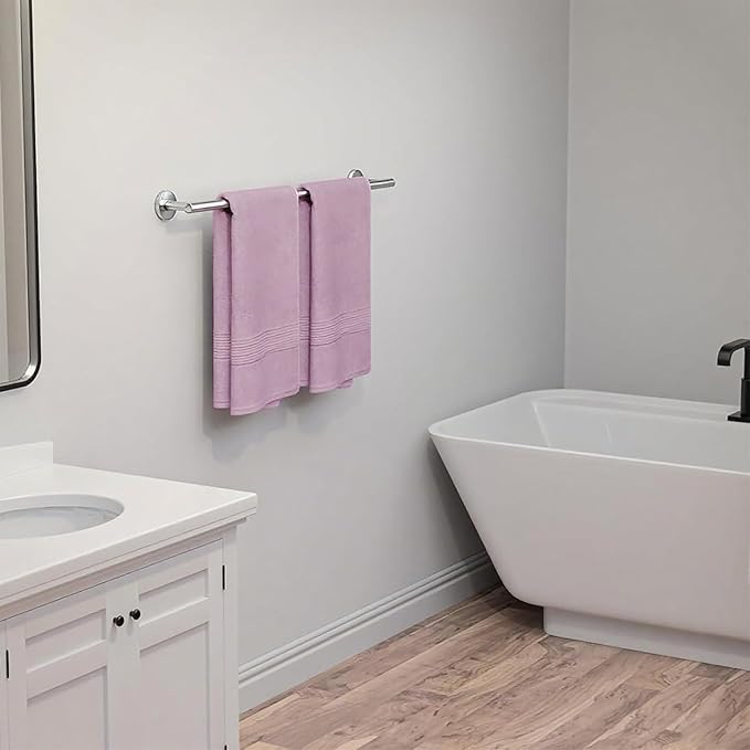 Brushed Nickel Towel Bar 24 Inch, 304 Stainless Steel Bathroom Towel Holder, Towel Racks for Bathroom Wall Mounted, Modern Bathroom Accessories for Home Bathrooms, Kitchens,Hotels & Toilets（Silver）