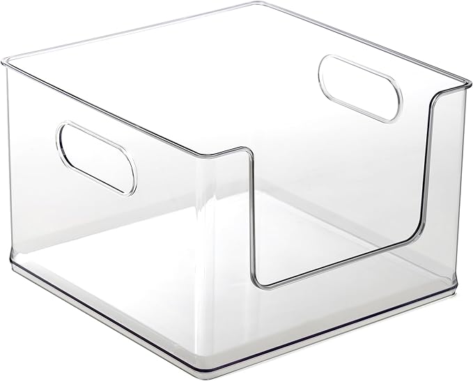 BINO | Stackable Plastic Storage Bins, Open-Front - Clear | THE CLARUS COLLECTION | Pantry Organizers and Storage Containers | Fridge Organizer Bins | Kitchen Cabinet Organizer | Medicine Cabinet Bin
