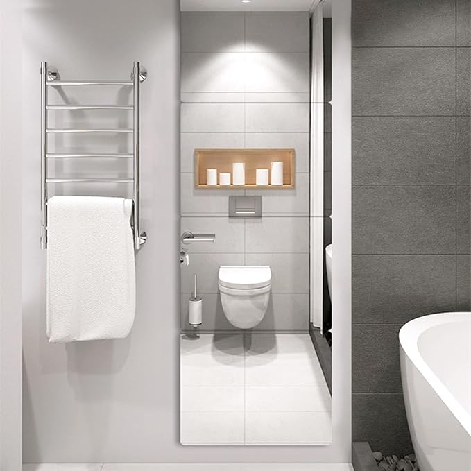 JEOYOO Full Length Wall Mirror Tiles, 14'' x 12'' x 4PCS, Frameless Full Body Mirror Tiles for Bedroom, shatterproof Non Glass Mirrors Wall Mounted for Home Gym, On The Door, Gift Ideas