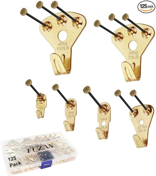 125 Pcs Heavy Duty Picture Hanging Kit With Nails for Wooden/Drywall - Professional Hangers for Canvas, Office Pictures, Clock, House Decoration - Holds 10-100 lbs