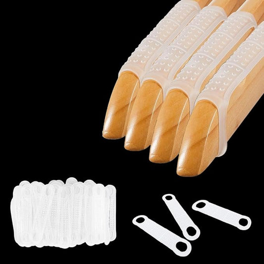 100 Pcs Non-Slip Rubber Hanger Grips – Clear Adhesive Clothes Hanger Strips for Wooden Hangers, Durable Anti-Slip Clothing Accessories for Home, Hotels, and Stores（Style B）