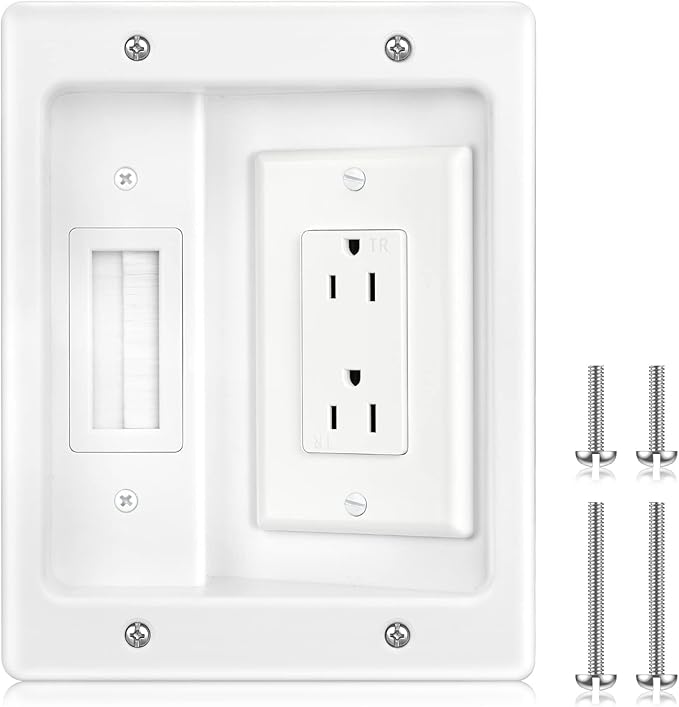 Elecpow in Wall Cable Management Kit, Hide TV Power Cables & Low Voltage Wires Behind The Wall, Recessed Outlet for Wall Mounting TV