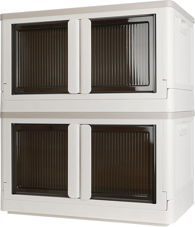 Storage Box, Cabinet with Lids, Extra Large Useful Box, 19 Gallons (72L) Capacity (Each One), 2 Packs, Collapsible, Installation Free, Nice For Kid