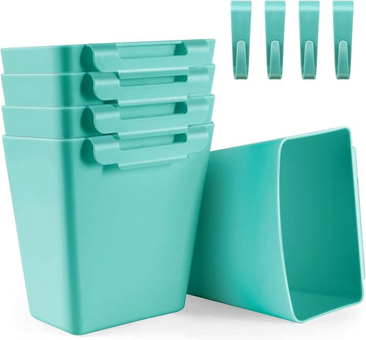 5 Pack Hanging Cup Holders, Multipurpose Rolling Cart Accessories Utility Cart Accessories for Art Craft Supplies, Space Saving Hanging Storage Basket Pencil Holder Makeup Organizers (Blue)