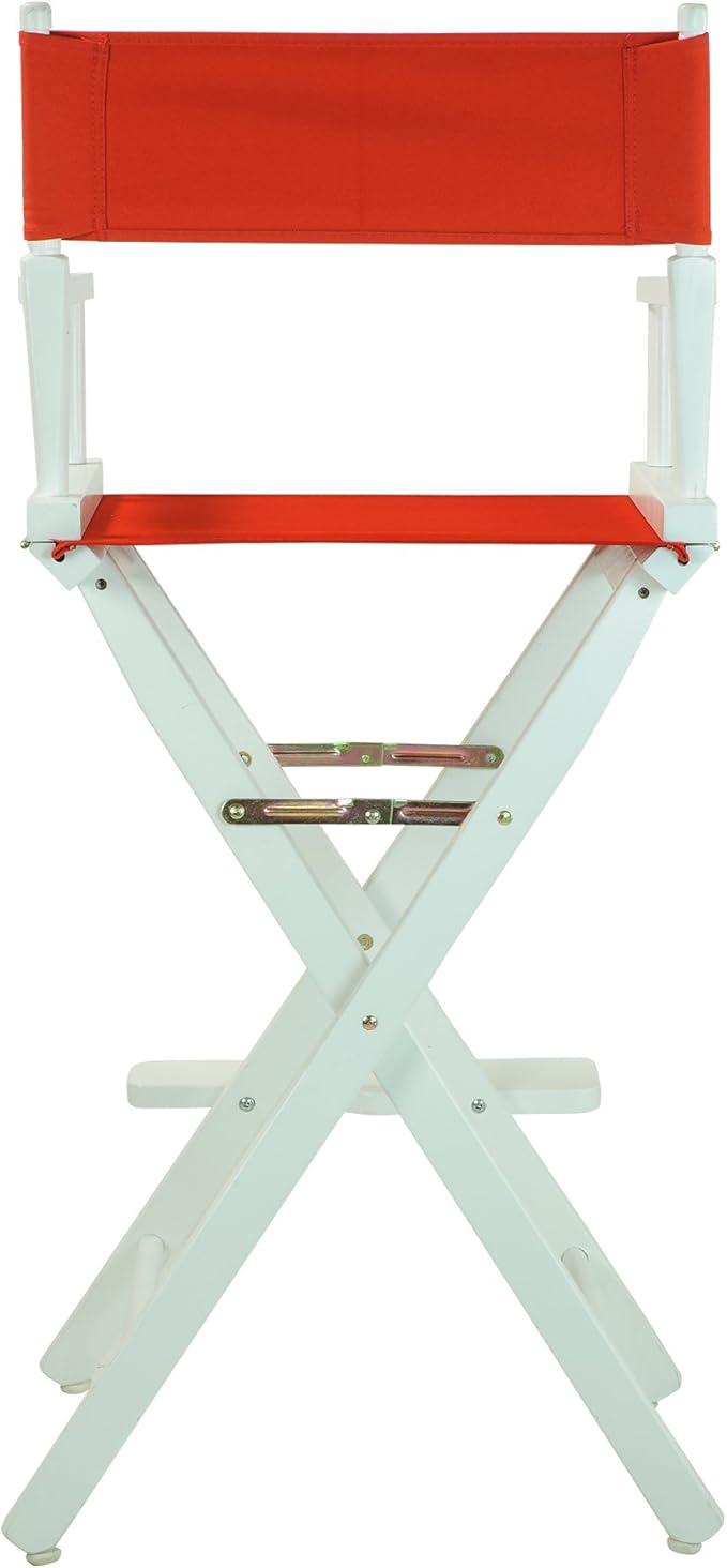 Casual Home Director's Chair ,White Frame/Red Canvas,30" - Bar Height