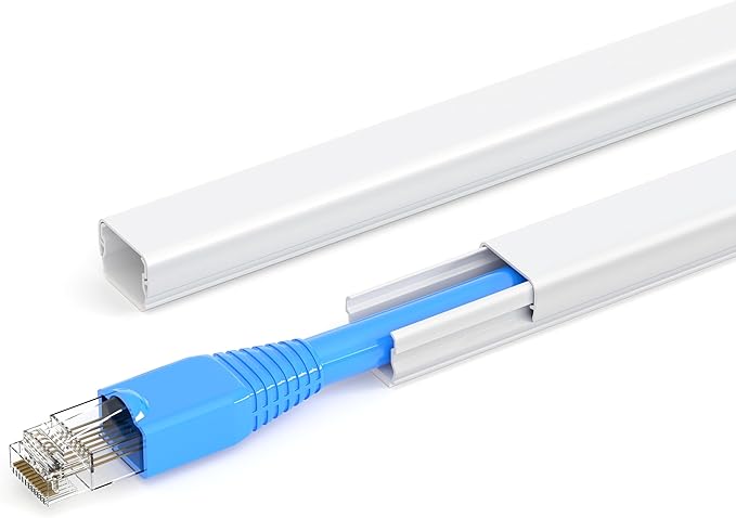 ZhiYo One Cord Hider Wall, 170in Cable Hider Concealer, Paintable PVC Wire Covers for Cords on Wall, Corner Cable Management Raceway for Thick Extension Cord, W0.6 H0.4in, White