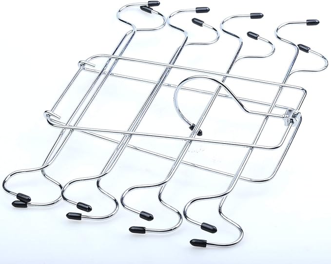 Szxc 2 Pack Foldable Tank Top Closet Organizer Hangers - Keep Things Shaped - for Bras, Cami, Bathing Suits, Belts, Ties, Strappy Dress, Pajamas & More - Chrome with Black Vinyl - 360 Degree Rotated