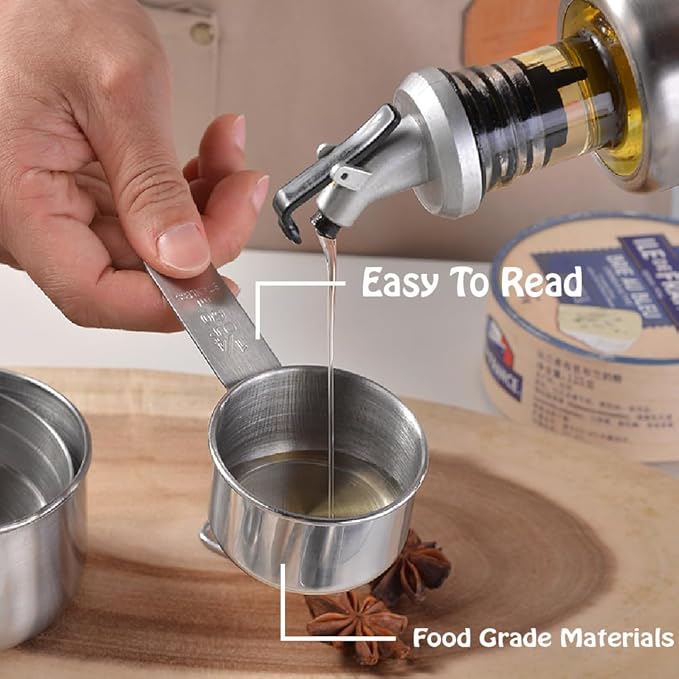 Stainless Steel Measuring Cups & Spoons Set, 12 Pieces Kitchen Measuring Sets Gadgets tool,For Cooking & Baking,Measure Dry & Wet Ingredients And Liquid (Cups & Spoons)