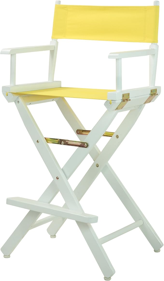 Casual Home 30" Director's Chair White Frame-with Yellow Canvas, Bar Height