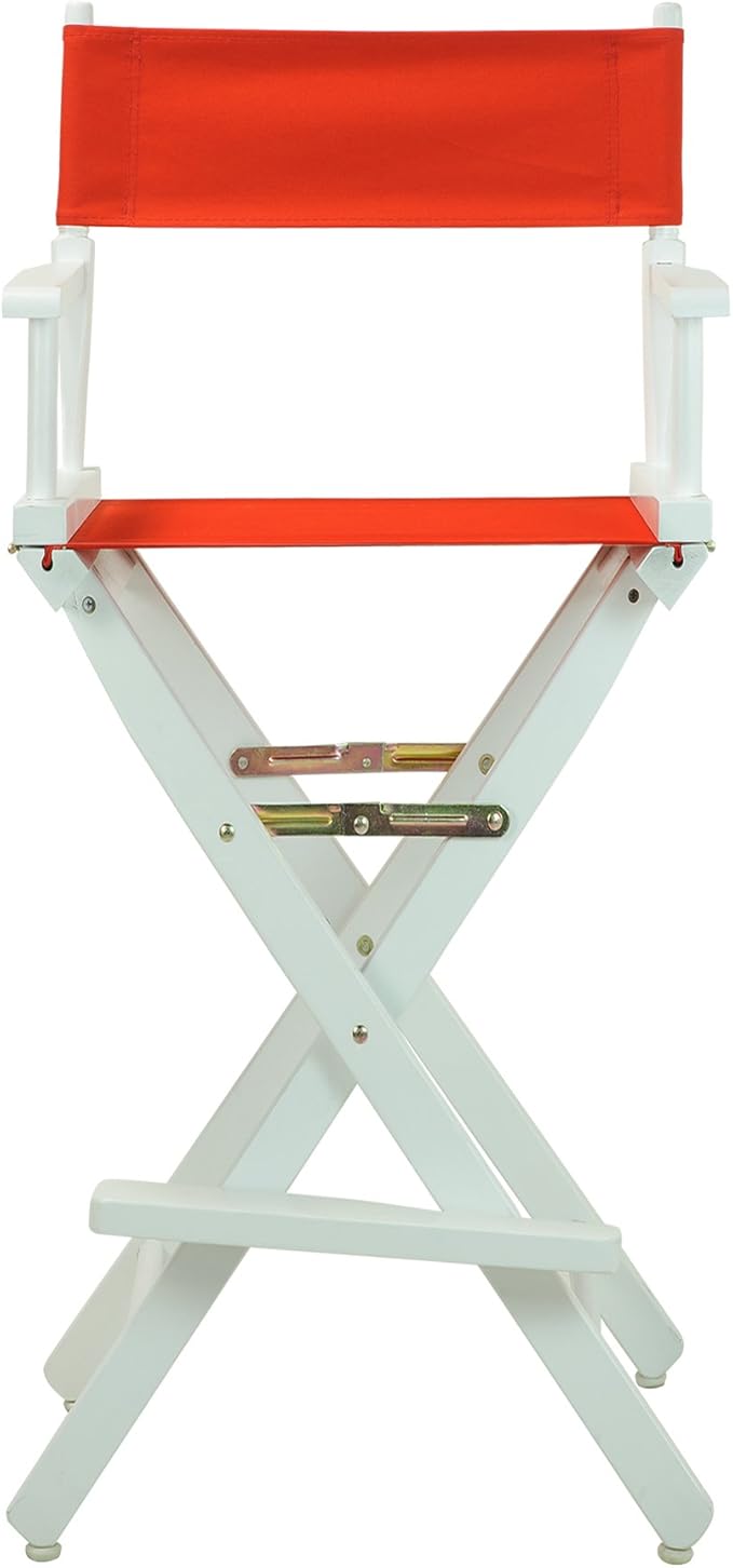 Casual Home Director's Chair ,White Frame/Red Canvas,30" - Bar Height