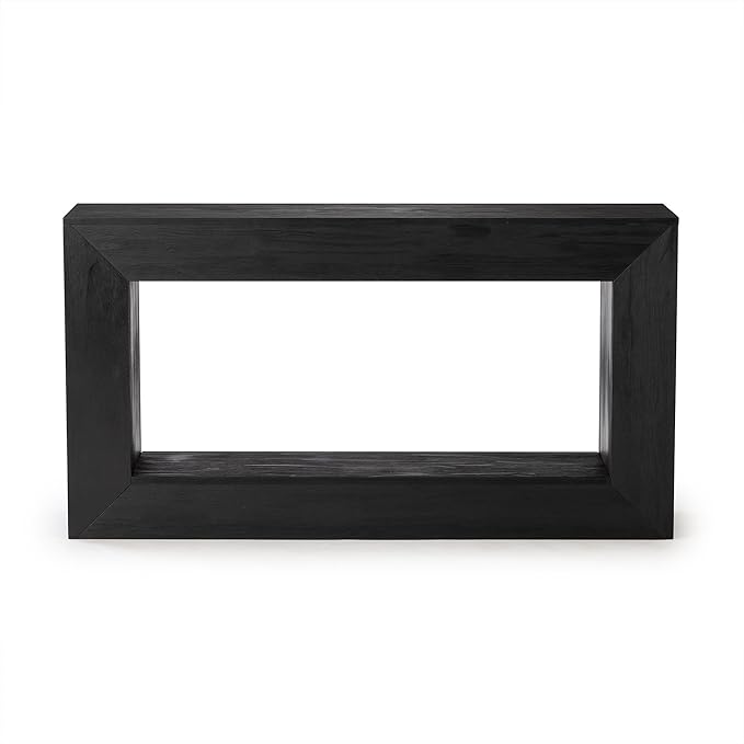 Plank+Beam Grande 56” Console Table with Bottom Shelf, Solid Pine Wood Entryway & Sofa Table, Black Wirebrush Finish