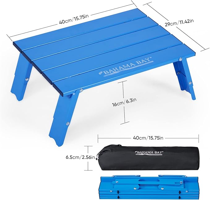 Old Bahama Bay Ultralight Aluminum Mini Table, 66lbs/30kg Weight Capacity, Foldable Small Beach Table with Retractable Legs, Suitable for Picnic Camping Outdoor Hiking