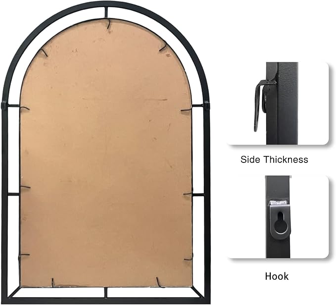 WAMIRRO Concise Window Arched Mirror,Decorative Black Window Pane Mirrors Decor for Fireplace/Entryway/Hallway/Living Room/Bathroom 28"X40"