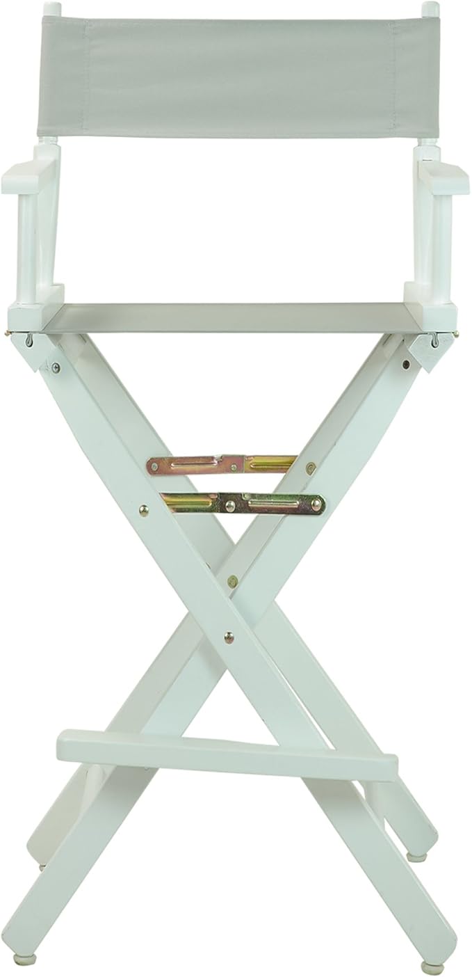 Casual Home Director's Chair ,White Frame/Gray Canvas,30" - Bar Height
