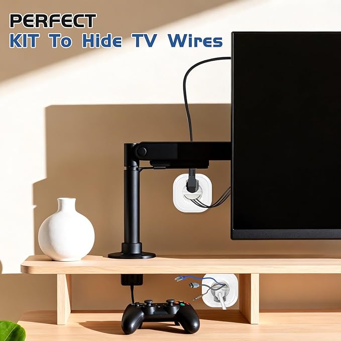 in Wall Cable Management kit Recessed TV Outlet W/Hole Saw & Drill Template Power & Low Voltage Wire Safe tv Cable Hider wall kit for Wall Mounted TV Home Theater
