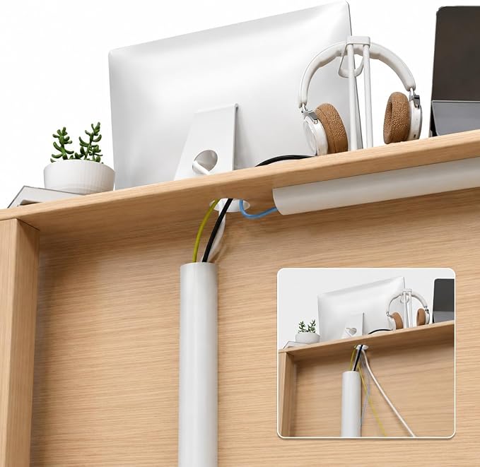 Cord Hider Raceway Kit, 118 inch Wall Cable Hider for 1-2 Cable, Silicone Material Hiding Wall Mount TV Powers Cords in Home Office, W0.75 H0.5in White