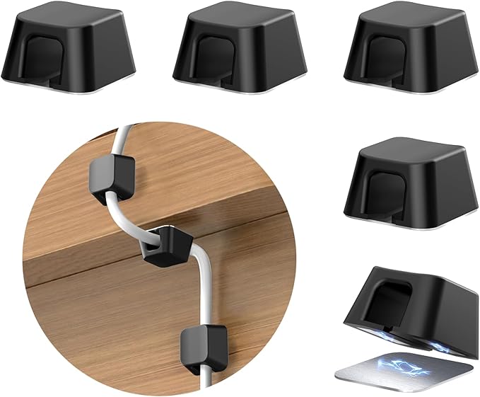 Magnetic Clip for Cords, Maveek 5 Pack Cable Holder Magnet Cord Clips Organizer Desk Wall Metal Table Cable Management for Charger USB C Home Office Car (Black)