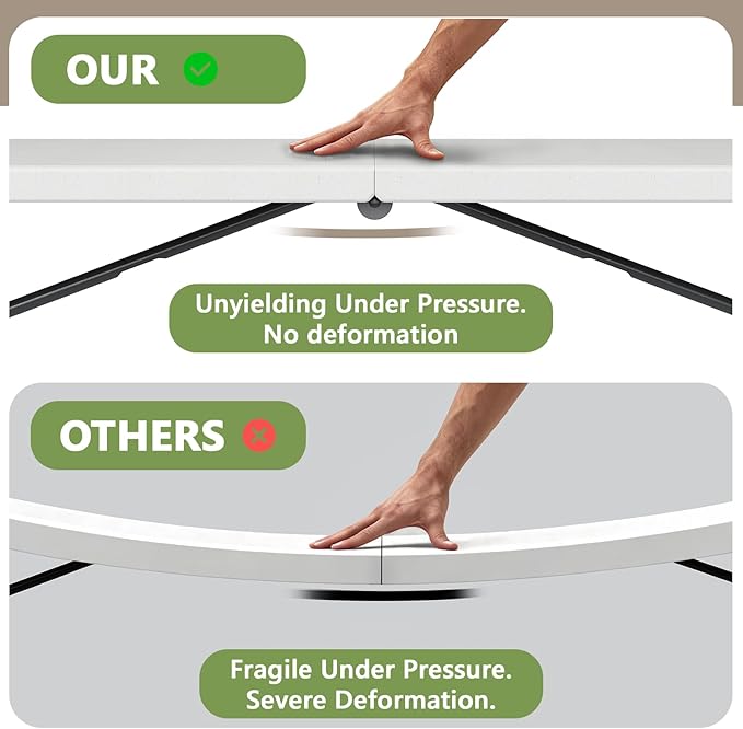 Folding Table 2 Pack, 8FT Folding Table Portable with Built-in Handle, Heavy Duty Plastic Table with Steel Legs Supports to 300lbs, Suitable for Party, Camping, Events Indoor&Outdoor Use, White