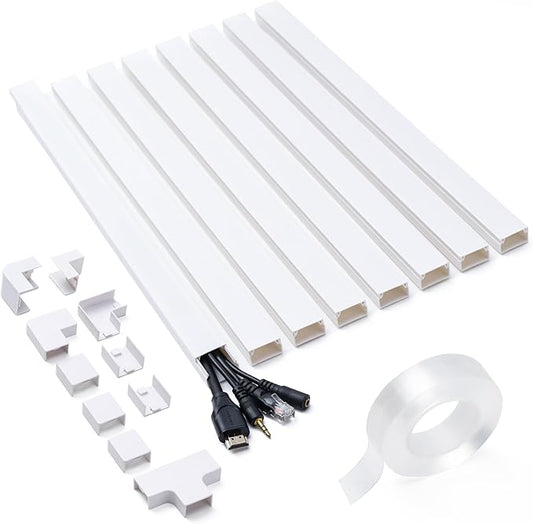 126in Cord Hider Kit, Cord Covers for Wires on Wall, Cable Hider Cord Organizer, Wire Hiders for TV on Wall, Cord Concealer, Cable Cover Wall Wire Management, 8X L15.7 W0.96 H0.58in, White