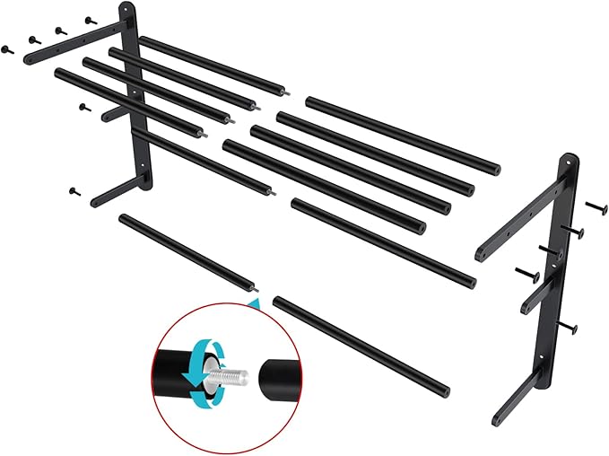 VOTZAAQ Towel Racks for Bathroom, 24 in Black Towel Shelf with Double Towel Bar, 3 Tier Stainless Steel Towel Storage, Bath Towel Holder Wall Mounted for Lavatory Organizer Decor RV Camping