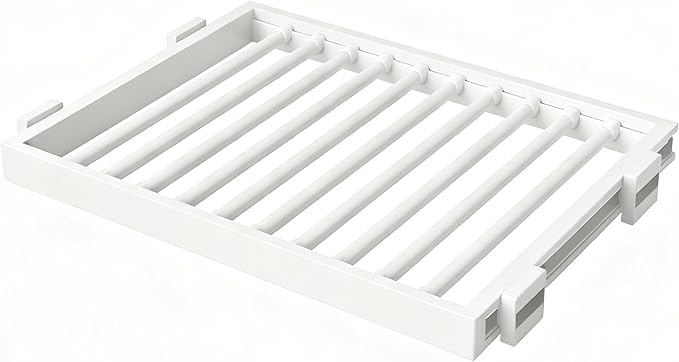 Hidden Pull Out Drying Rack, Extendable Pull Out Trousers Rack, Space Saving, Above Washing Machine Wardrobe, Aluminum Alloy, Soft-Close, Depth 21.26in Width 26-28in White