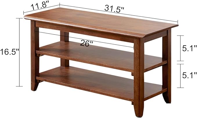 XKZG Shoe Storage Bench Wooden Shoe Rack Bench Rustic Solid Wood Entryway Bench (Brown,31.5")