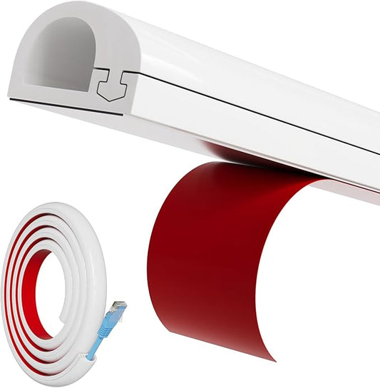 78" Side Open One Cord Hider (<1/4") for Wall Mounted Tv,Silicone Flexible Cable Cover to Hide Conceal Cords Along Wall,Wire Raceway Management Cable Concealer Channel,Electric Cord Organizer,White