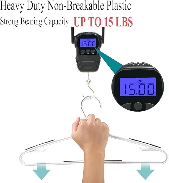 Plastic Hangers 30 Pack - Non Slip Clothes Hangers,Holds up to 18 lbs, Slim Space Saving Hangers for Suit,Dress,t Shirts,Blouse,Coats, Pants (White)