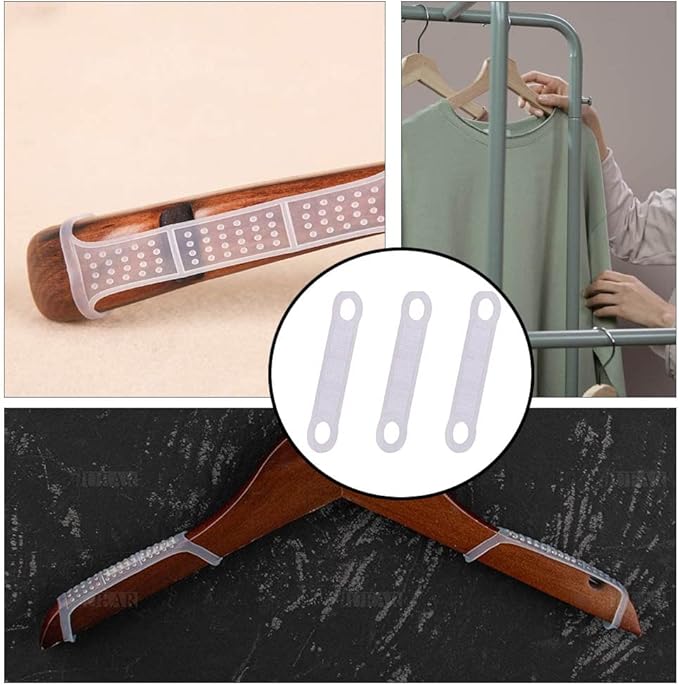 50 Pcs Clear Non-Slip Rubber Clothes Hanger Grips Transparent Strips Clothes Rack Pads for Wood Plastic Hangers Home Stores Usecs