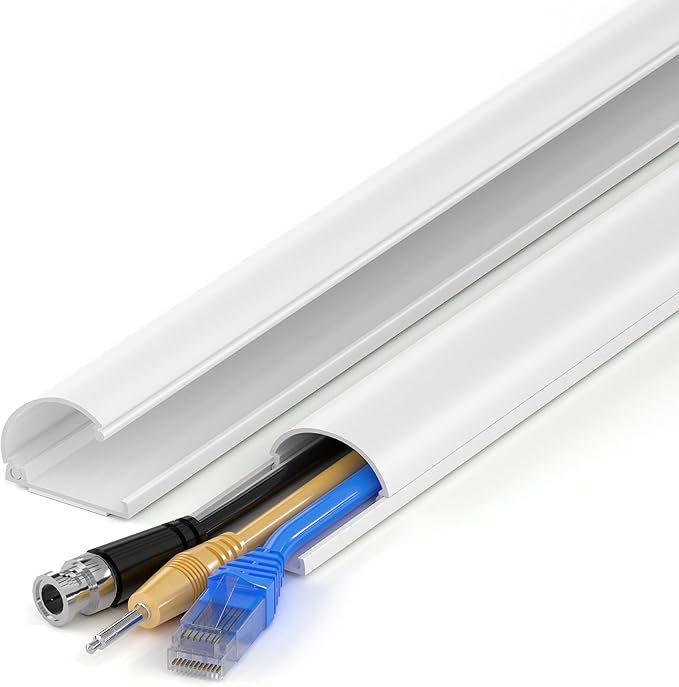 ZhiYo 68in D Cord Hider for Wall Mount TV, Self-Adhesive Cable Hider Kit, PVC Cord Covers for Wires on Wall, White Cable Raceway, Paintable Wire Hiders, 4 x 17 (L) - 1.2" (W) x 0.55" (H)