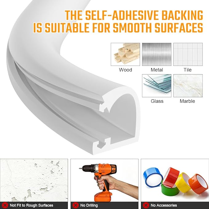 AUAUY 78" Cord Hider for Wall Mount TV, Self Adhesive Silicone Cord Covers, Flexible Hiding Wires on Wall, Cable Cover Raceway Kit for Wires, Home Office, Walls & Floors, White(0.55" W x 0.43" H)