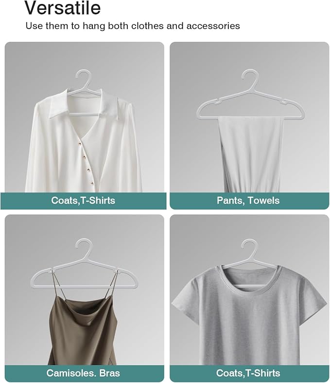 ABHENG 80 Pack Clothes Hangers, Non Slip Plastic Coat Hangers, Space Saving, Heavy Duty, Hanging Dry Wet Clothes, 16.4" x 8.3", Gray, APY0580G