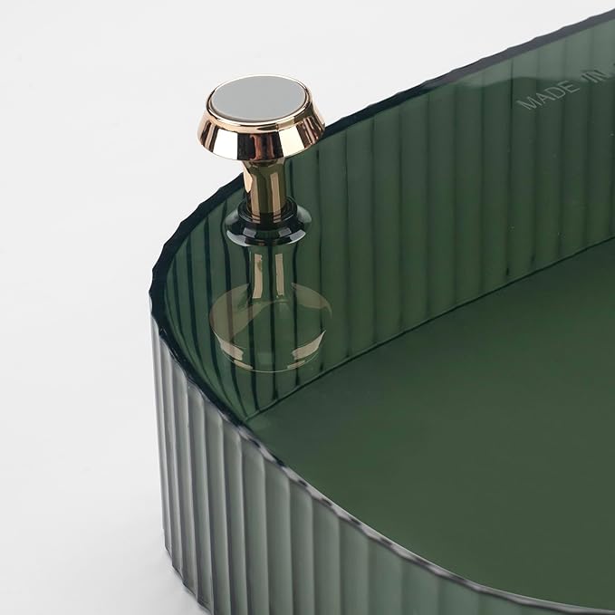 CESTATIVO Makeup Perfume Organizer, Bathroom Vanity Tray, Decorative Dresser Tray, Countertop Organizer Tray for Cosmetics, Dark Green