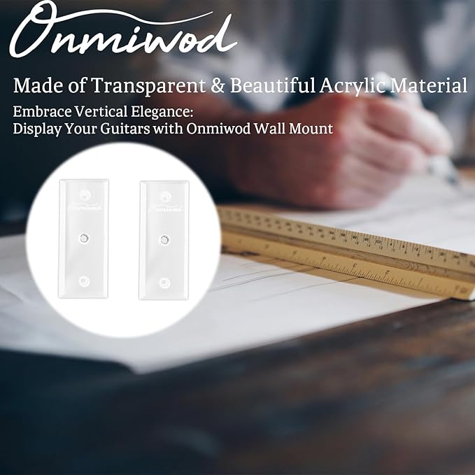 Onmiwod Guitar Wall Mount 2 Pack, Acrylic Guitar Hanger, U-Shaped Guitar Wall Hanger Mount, Guitar Holder Hook Stand Wall for Acoustic, Electric Guitar, Banjo, Bass, for Guitar Player Men Boy