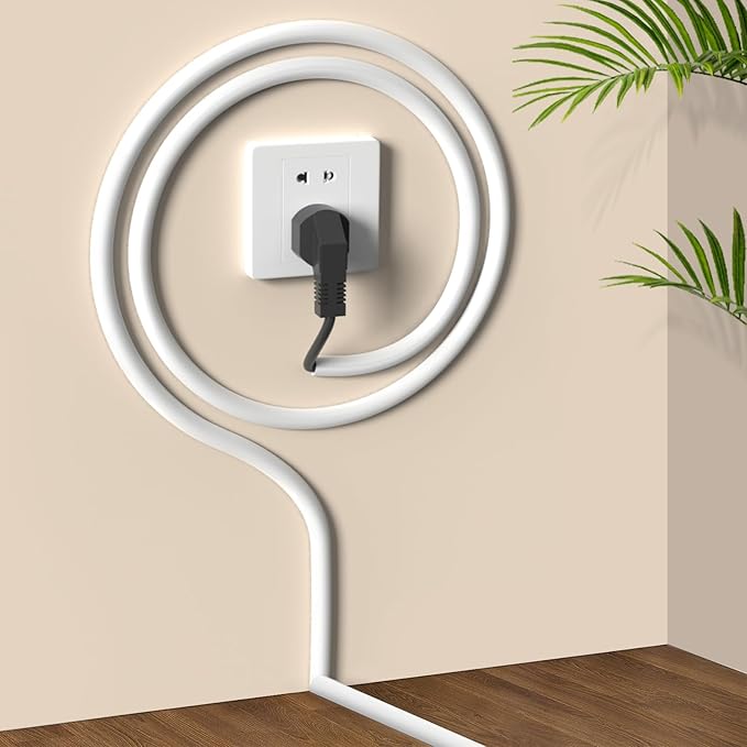 UOMTFAI Wall Cord Hider 118 Inch - Self-Adhesive Wire Cover Raceway for Walls, Flexible PVC Cable Concealer for Home and Office, W0.59 H0.39in - White