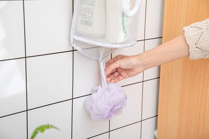 ALYER Small Hanging Mesh Shower Caddy,Series Toiletry and Bath Accessories Organizer (White)