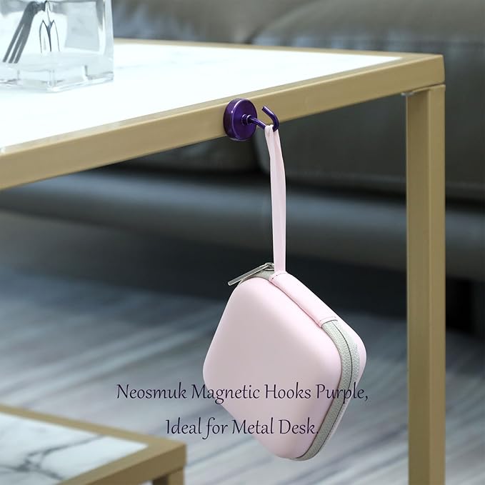 Neosmuk Magnetic Hooks, Heavy Duty 85lb+ Strong Magnet Hook for Cruise Cabins, Cruise Essentials 2026 for Hanging, Metal Wall Refrigerator Hangers (Purple, 10 Pack)