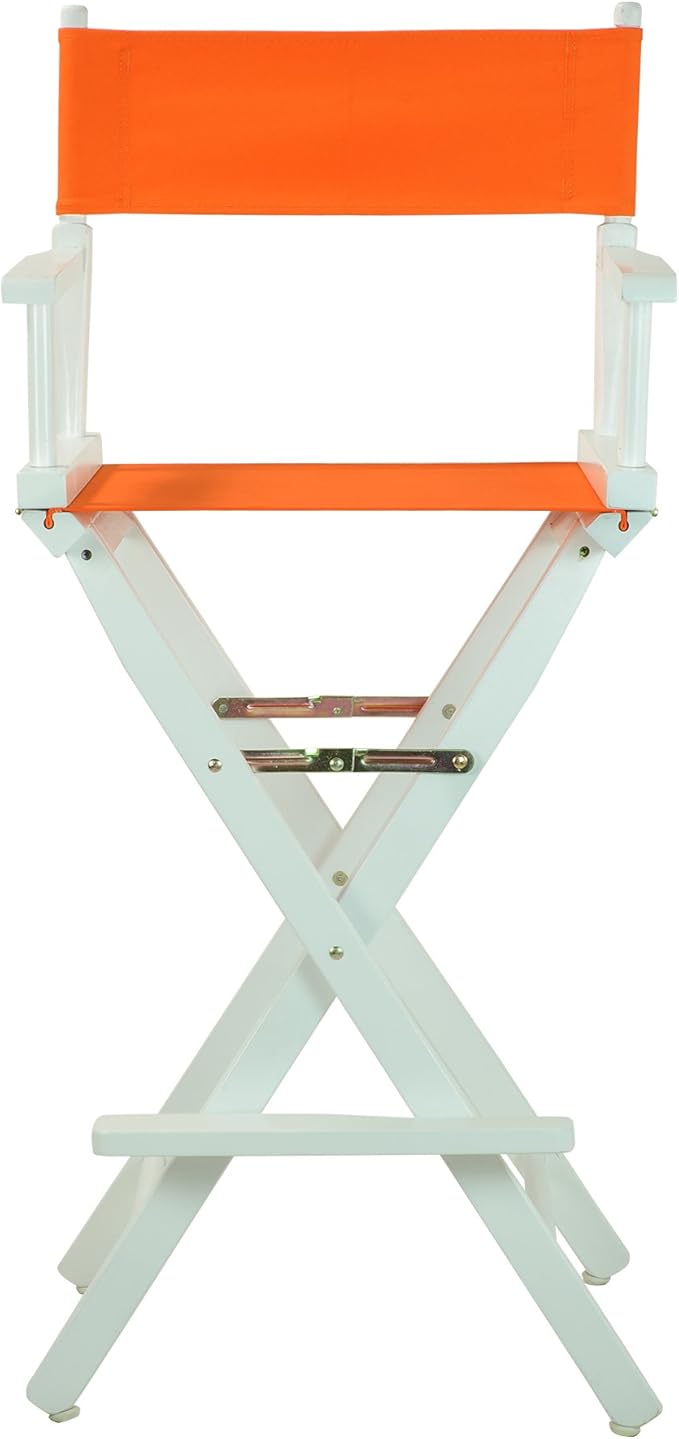 Casual Home Director's Chair ,White Frame/Tangerine Canvas,30" - Bar Height