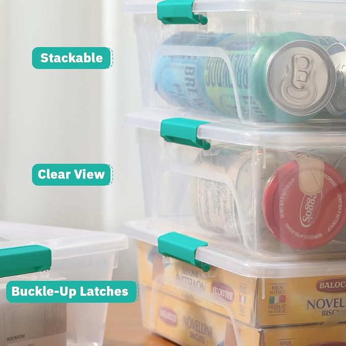 Plastic Storage Containers Clear Craft Storage Bins with Grey Handle,Organizer Box with Durable Lids Stackable Containers for Organizing Craft and Tools (4 Pack-10 Quart Green)