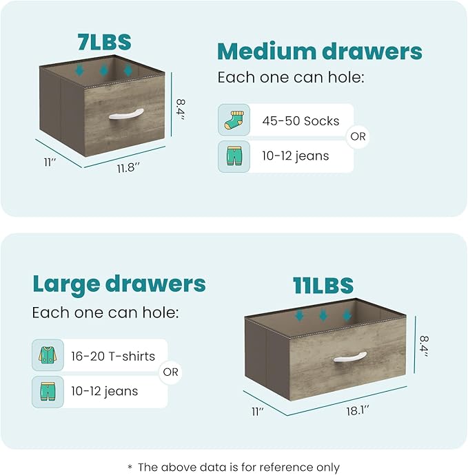 OLIXIS 7 Drawers Dresser for Bedroom, Fabric Storage Tower for Living Room, Entryway - Sturdy Steel Frame, Wooden Top and Easy Pull Fabric Bins, Closet Chests Organizer for Clothes,Oak Greige