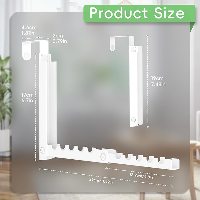 1 Pack Over The Door Hooks,Over The Door Clothes Hanger with 10 Ridges,Space-Saving Over The Door Drying Rack,Door Hooks for Hanging Clothes,Larger Capacity Over The Door Hanger White